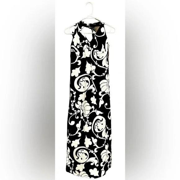 Old Navy Black & White Long Sundress with Liner Tied Behind Neck Size Medium - Picture 1 of 5